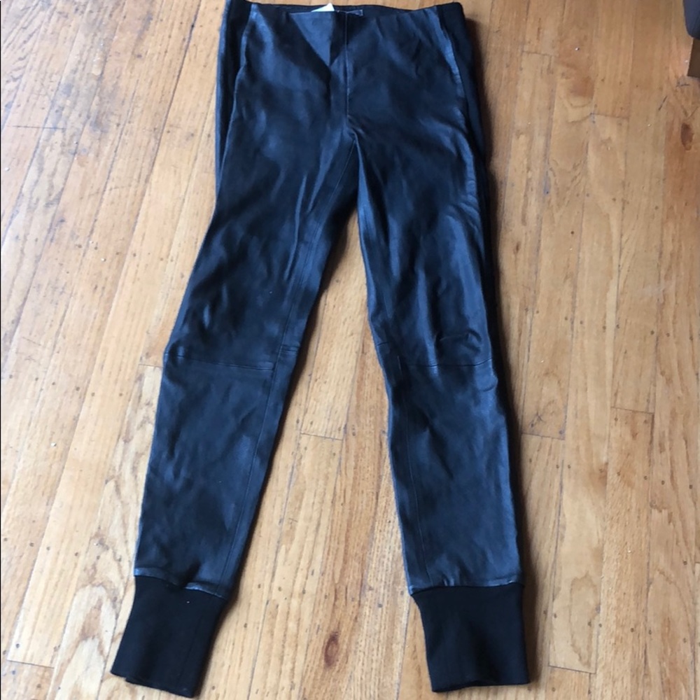 Vince leather pants with sports stripe